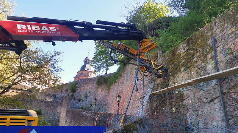 Aschaffenburg Stützmauer am Schloss Johannisburg